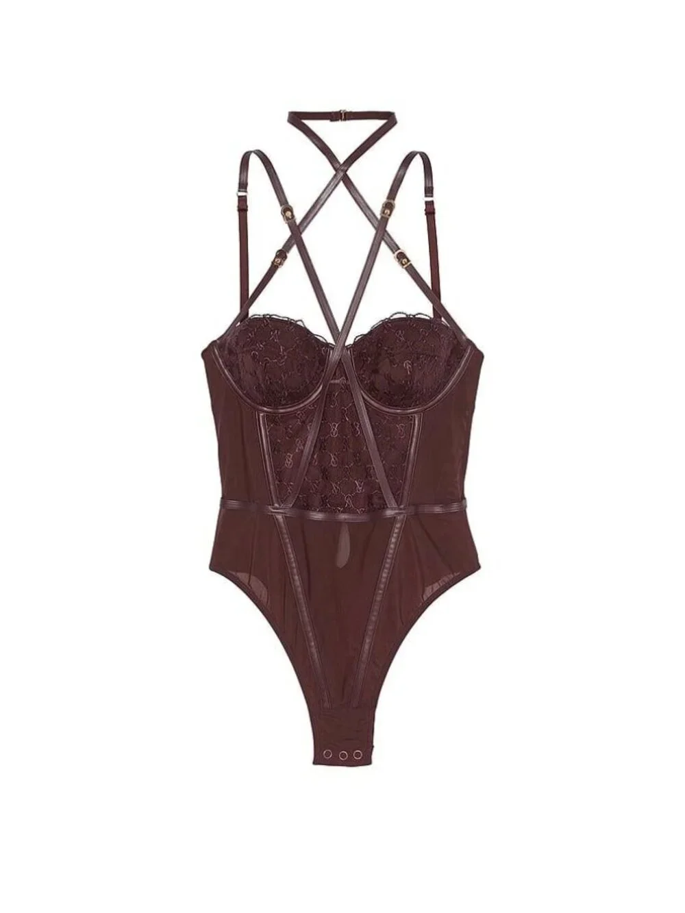 New! Victoria's Secret Logo Embroidered Balcony Teddy Bodysuit XL 9089